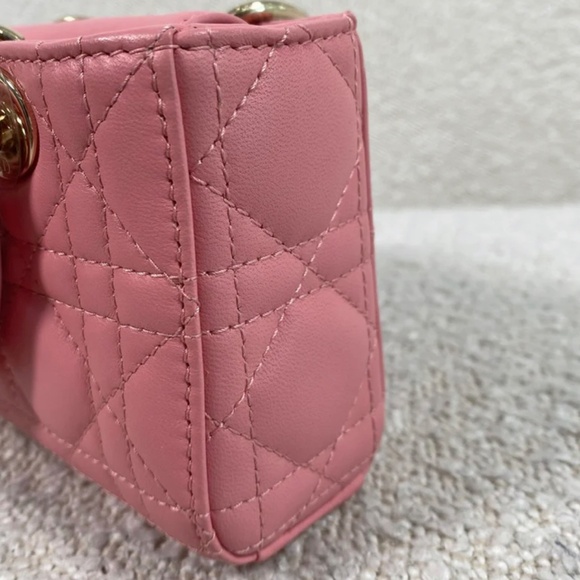 Authentic Dior Lady D-Joy Micro Bag Pink Cannage Lambskin - Picture 12 of 14